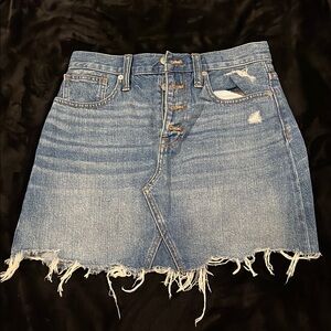 Madewell Asymmetrical Denim Skirt with Frayed Hem